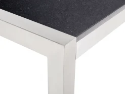 Best Sale Beliani 8-Istuttava Ulkoruokailuryhma 3-Osainen Graniittitaso Tekstiilituolit Musta/Harmaa Grosseto