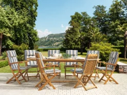 Ulkokalusteet<Beliani 8-Istuttava Ulkoruokailuryhma Akasiapuu Beige/Sininen Maui