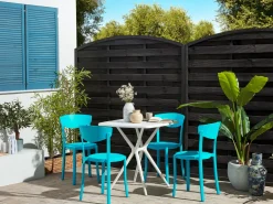 Ulkokalusteet<Beliani 4-Istuttava Ulkoruokailuryhma Muovi Turkoosi/Valkoinen Sersale/Vieste