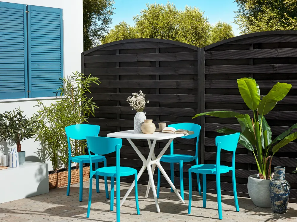 Ulkokalusteet<Beliani 4-Istuttava Ulkoruokailuryhma Muovi Turkoosi/Valkoinen Sersale/Vieste