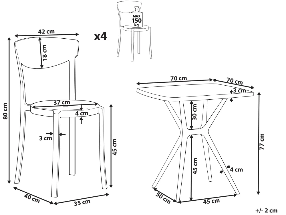 Ulkokalusteet<Beliani 4-Istuttava Ulkoruokailuryhma Muovi Turkoosi/Valkoinen Sersale/Vieste