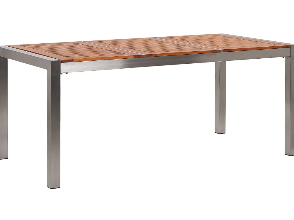 Online Beliani 6-Istuttava Ulkoruokailuryhma Eukalyptuspuutaso Tekstiilituolit Musta Grosseto