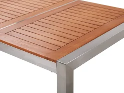 Online Beliani 6-Istuttava Ulkoruokailuryhma Eukalyptuspuutaso Tekstiilituolit Musta Grosseto