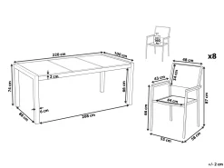 Cheap Beliani 8-Istuttava Ulkoruokailuryhma 3-Osainen Lasitaso Tekstiilituolit Valkoinen Grosseto