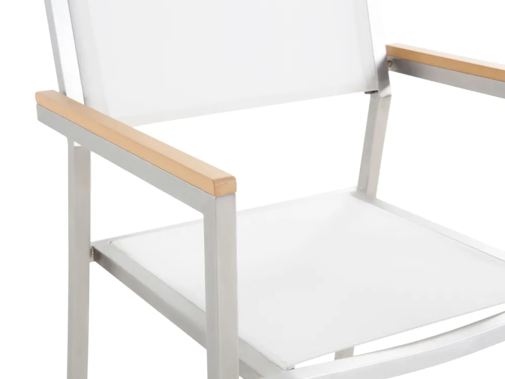 Cheap Beliani 8-Istuttava Ulkoruokailuryhma 3-Osainen Lasitaso Tekstiilituolit Valkoinen Grosseto