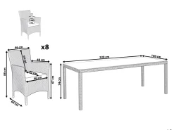 Cheap Beliani 8-Istuttava Ulkoruokailuryhma Polyrottinki Valkoinen Italy
