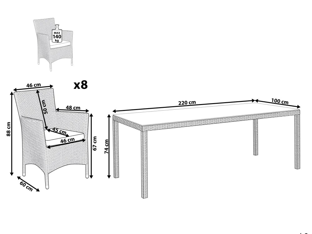 Cheap Beliani 8-Istuttava Ulkoruokailuryhma Polyrottinki Valkoinen Italy