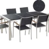 Store Beliani 6-Istuttava Ulkoruokailuryhma 3-Osainen Graniittitaso Tekstiilituolit Musta Grosseto