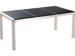 Store Beliani 6-Istuttava Ulkoruokailuryhma 3-Osainen Graniittitaso Tekstiilituolit Musta Grosseto