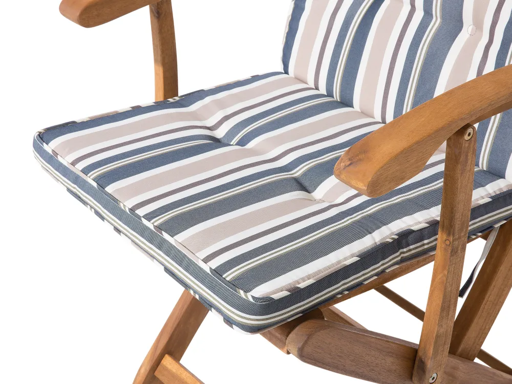 Cheap Beliani 8-Istuttava Ulkoruokailuryhma Aurinkovarjolla Akasiapuu Beige/Sininen Maui