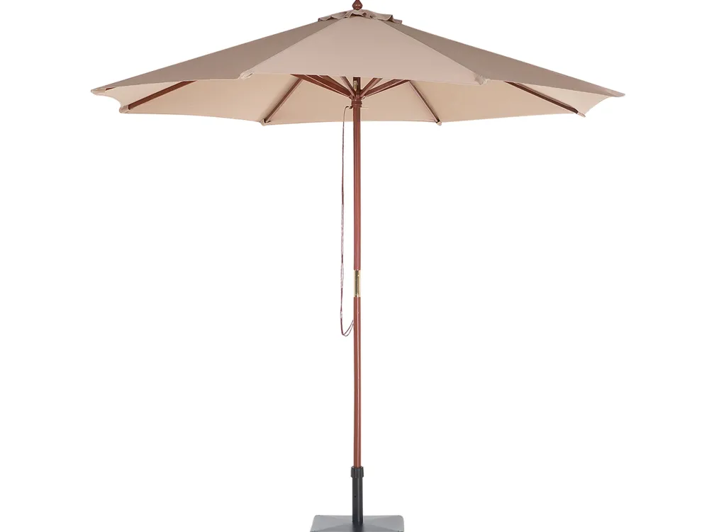 Cheap Beliani 8-Istuttava Ulkoruokailuryhma Aurinkovarjolla Akasiapuu Beige/Sininen Maui