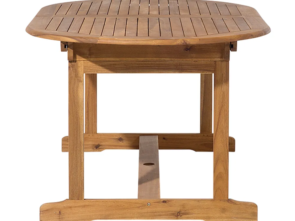 Cheap Beliani 8-Istuttava Ulkoruokailuryhma Aurinkovarjolla Akasiapuu Beige/Sininen Maui