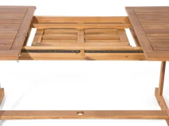 Cheap Beliani 8-Istuttava Ulkoruokailuryhma Aurinkovarjolla Akasiapuu Beige/Sininen Maui