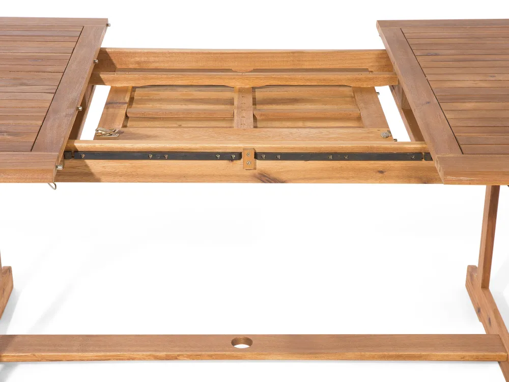 Cheap Beliani 8-Istuttava Ulkoruokailuryhma Aurinkovarjolla Akasiapuu Beige/Sininen Maui