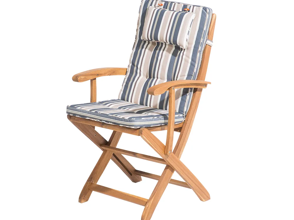 Cheap Beliani 8-Istuttava Ulkoruokailuryhma Aurinkovarjolla Akasiapuu Beige/Sininen Maui