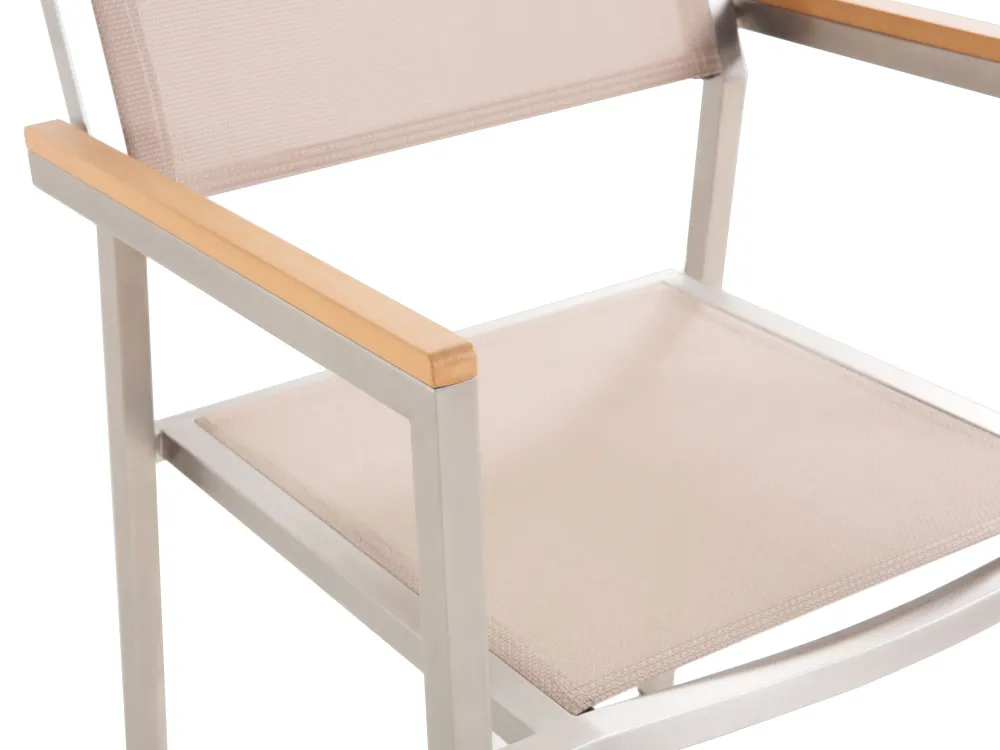 Best Sale Beliani 6-Istuttava Ulkoruokailuryhma Lasitaso Tekstiilituolit Beige Grosseto