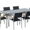 Ulkokalusteet<Beliani 6-Istuttava Ulkoruokailuryhma Lasitaso Tekstiilituolit Musta Grosseto