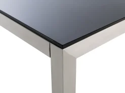 Ulkokalusteet<Beliani 6-Istuttava Ulkoruokailuryhma Lasitaso Tekstiilituolit Musta Grosseto