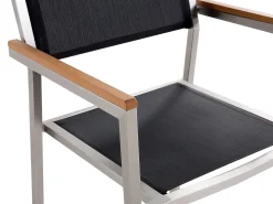 Ulkokalusteet<Beliani 6-Istuttava Ulkoruokailuryhma Lasitaso Tekstiilituolit Musta Grosseto