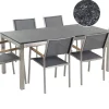 Clearance Beliani 6-Istuttava Ulkoruokailuryhma Poltettu Graniittitaso Tekstiilituolit Harmaa Grosseto
