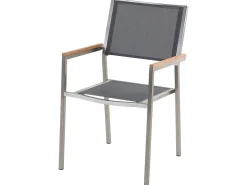 Clearance Beliani 6-Istuttava Ulkoruokailuryhma Poltettu Graniittitaso Tekstiilituolit Harmaa Grosseto