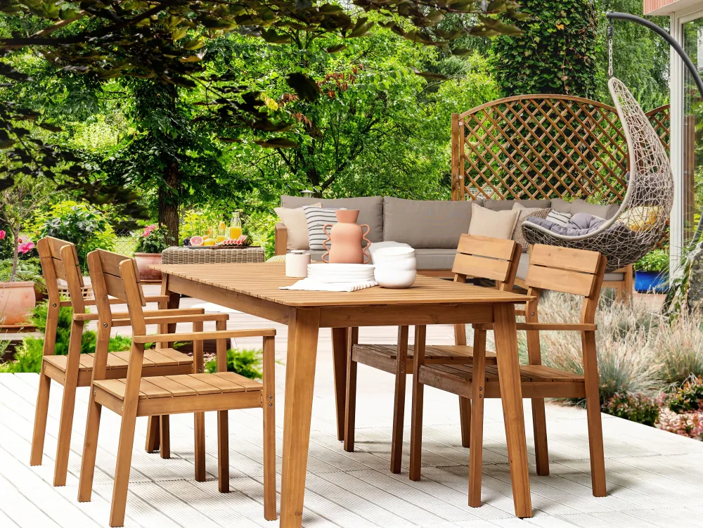 Flash Sale Beliani 4-Istuttava Ulkoruokailuryhma Vaalea Akasiapuu Fornelli