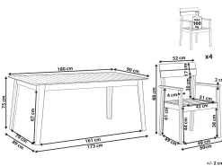 Flash Sale Beliani 4-Istuttava Ulkoruokailuryhma Vaalea Akasiapuu Fornelli