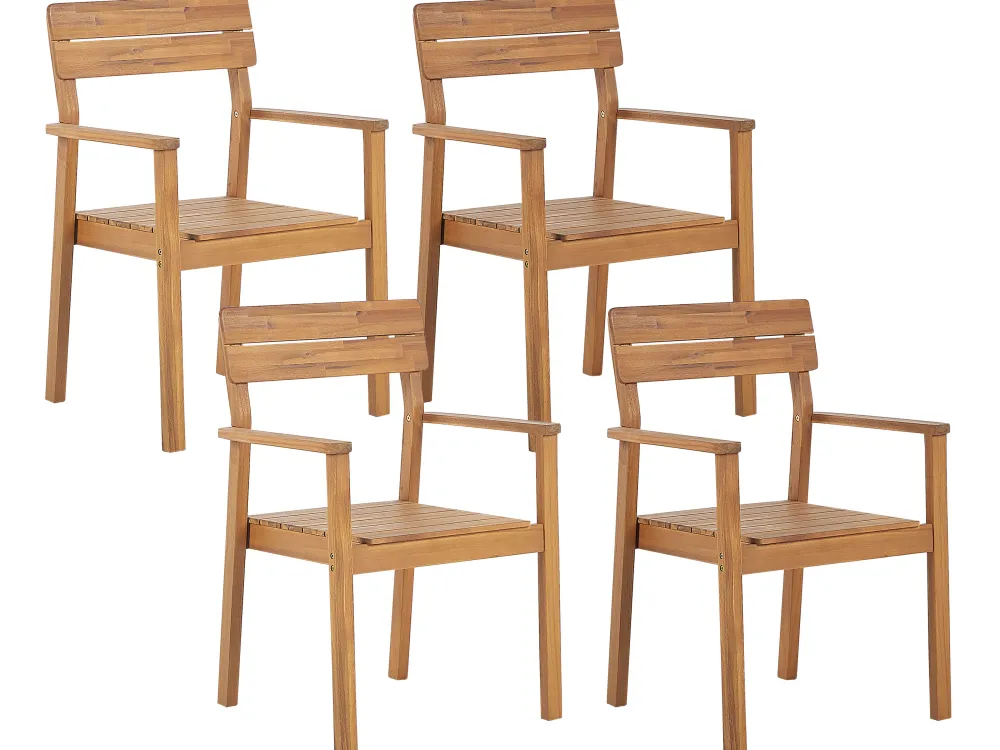 Flash Sale Beliani 4-Istuttava Ulkoruokailuryhma Vaalea Akasiapuu Fornelli