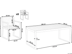 Outlet Beliani 8-Istuttava Ulkoruokailuryhma Akaasia Vaalea Puu Sassari
