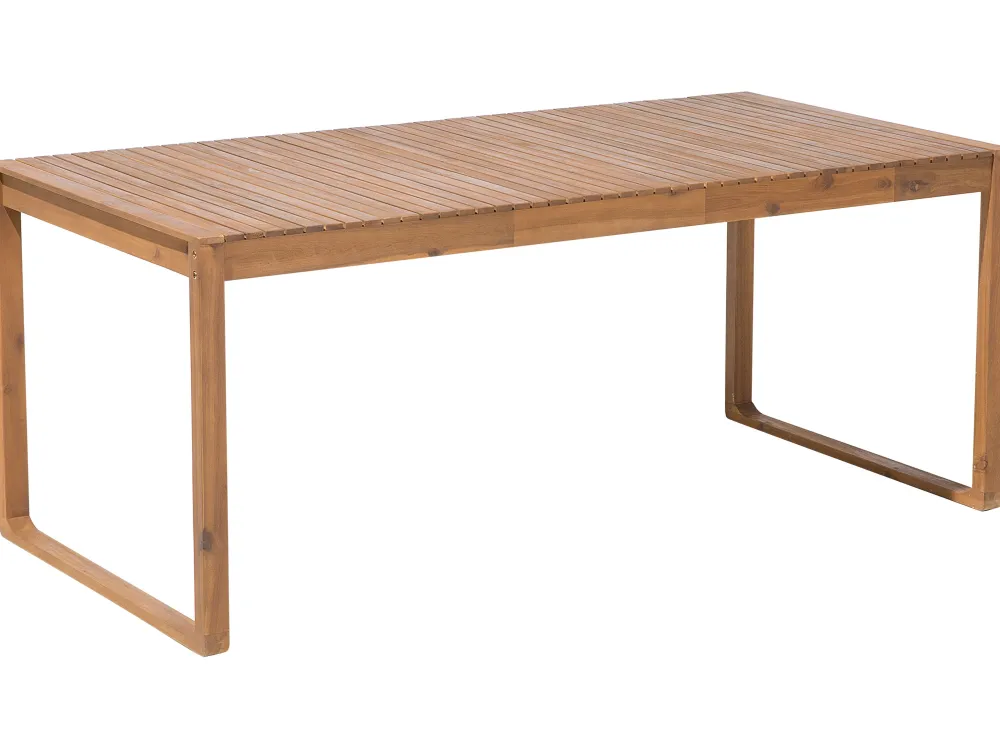 Outlet Beliani 8-Istuttava Ulkoruokailuryhma Akaasia Vaalea Puu Sassari