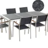 Ulkokalusteet<Beliani 6-Istuttava Ulkoruokailuryhma Poltettu Graniittitaso Tekstiilituolit Musta Grosseto