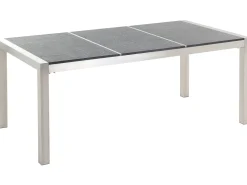 Ulkokalusteet<Beliani 6-Istuttava Ulkoruokailuryhma Poltettu Graniittitaso Tekstiilituolit Musta Grosseto