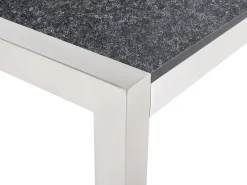 Ulkokalusteet<Beliani 8-Istuttava Ulkoruokailuryhma Poltettu Graniittitaso Tekstiilituolit Musta/Harmaa Grosseto