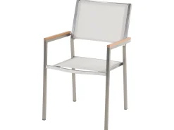 Ulkokalusteet<Beliani 6-Istuttava Ulkoruokailuryhma Poltettu Graniittitaso Tekstiilituolit Valkoinen Grosseto