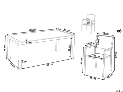 Ulkokalusteet<Beliani 6-Istuttava Ulkoruokailuryhma Poltettu Graniittitaso Tekstiilituolit Valkoinen Grosseto