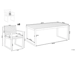 Ulkokalusteet<Beliani 8-Istuttava Ulkoruokailuryhma Akaasia Vaalea Puu/Sininen Sassari