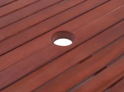 Ulkokalusteet<Beliani 6-Istuttava Ulkoruokailuryhma Aurinkovarjolla Tumma Akasiapuu Toscana