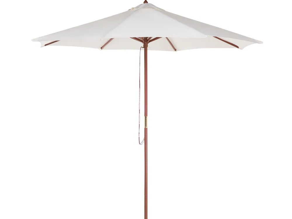 Fashion Beliani 6-Istuttava Ulkoruokailuryhma Aurinkovarjolla Vaalea Akasiapuu Java