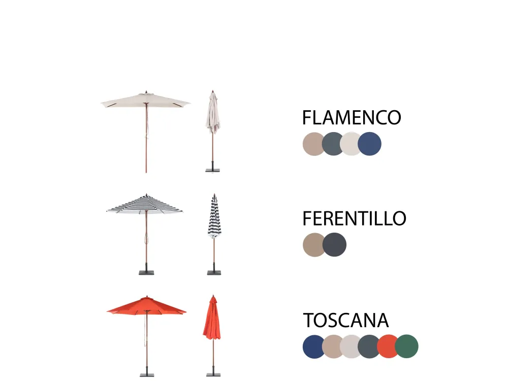 Fashion Beliani 6-Istuttava Ulkoruokailuryhma Aurinkovarjolla Vaalea Akasiapuu Java