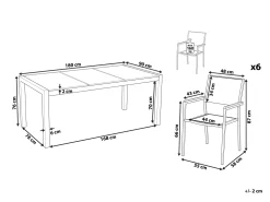 Cheap Beliani 6-Istuttava Ulkoruokailuryhma 3-Osainen Lasitaso Tekstiilituolit Musta Grosseto