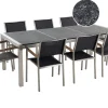 Ulkokalusteet<Beliani 8-Istuttava Ulkoruokailuryhma Poltettu Graniittitaso Ja Tekstiilituolit Musta Grosseto