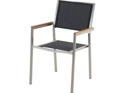 Ulkokalusteet<Beliani 8-Istuttava Ulkoruokailuryhma Poltettu Graniittitaso Ja Tekstiilituolit Musta Grosseto