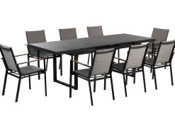 Discount Beliani 8-Istuttava Ulkoruokailuryhma Alumiini Musta/Harmaa Valcanetto/Busseto