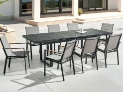 Discount Beliani 8-Istuttava Ulkoruokailuryhma Alumiini Musta/Harmaa Valcanetto/Busseto