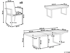 Discount Beliani 8-Istuttava Ulkoruokailuryhma Alumiini Musta/Harmaa Valcanetto/Busseto