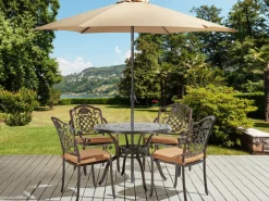 Ulkokalusteet<Beliani 4-Istuttava Ulkoruokailuryhma Aurinkovarjolla Alumiini Tummanruskea Salento