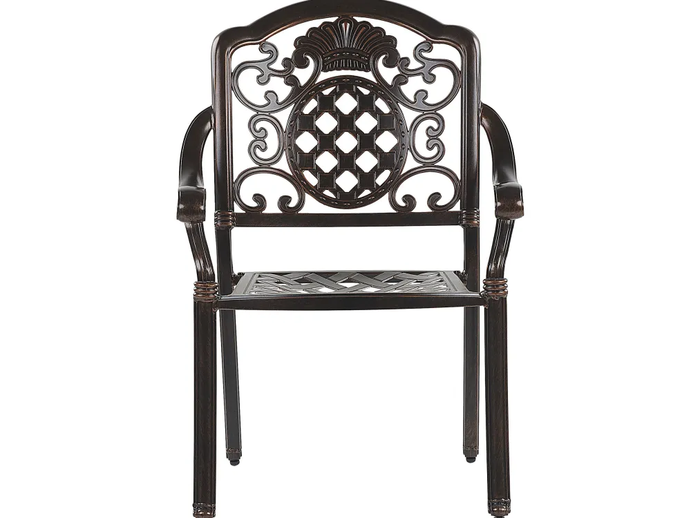 Ulkokalusteet<Beliani 4-Istuttava Ulkoruokailuryhma Aurinkovarjolla Alumiini Tummanruskea Salento