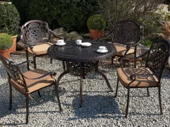 Ulkokalusteet<Beliani 4-Istuttava Ulkoruokailuryhma Aurinkovarjolla Alumiini Tummanruskea Salento