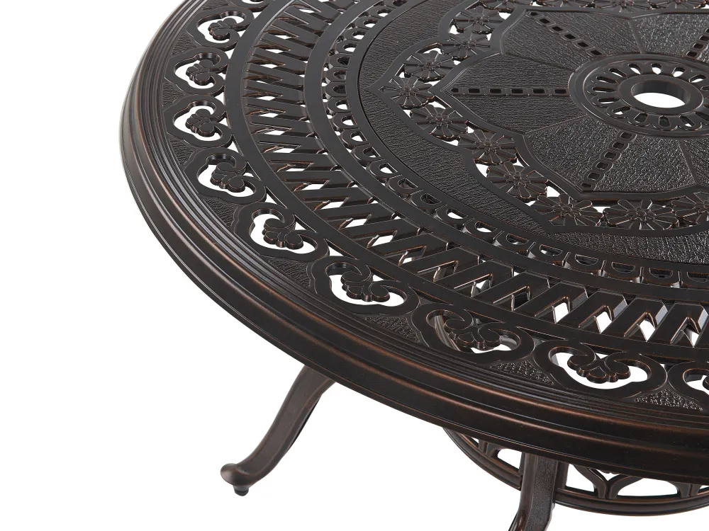 Ulkokalusteet<Beliani 4-Istuttava Ulkoruokailuryhma Aurinkovarjolla Alumiini Tummanruskea Salento