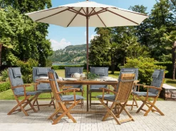 Cheap Beliani 8-Istuttava Ulkoruokailuryhma Aurinkovarjolla Akasiapuu Harmaa Maui